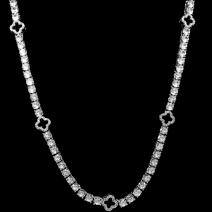 שרשרת טניס תלתן בגימור זהב לבן 14k - Lapedera