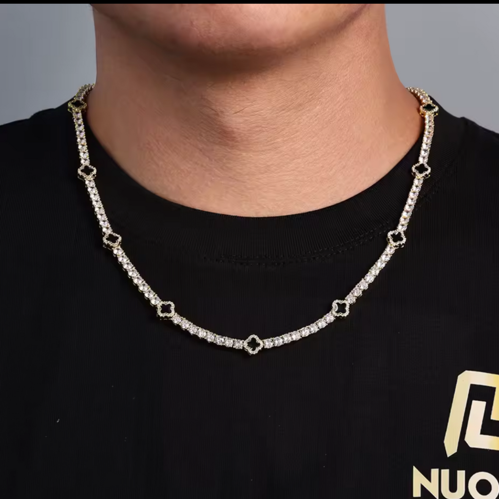 שרשרת טניס תלתן בגימור זהב 18k